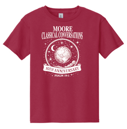 Moore Classical Conversations "10th Anniversary" Design S/S T-shirt (cardinal)