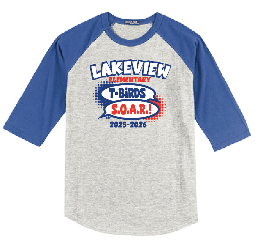 Lakeview "S.O.A.R." Design 3/4 Sleeve T-shirt (heather/royal)