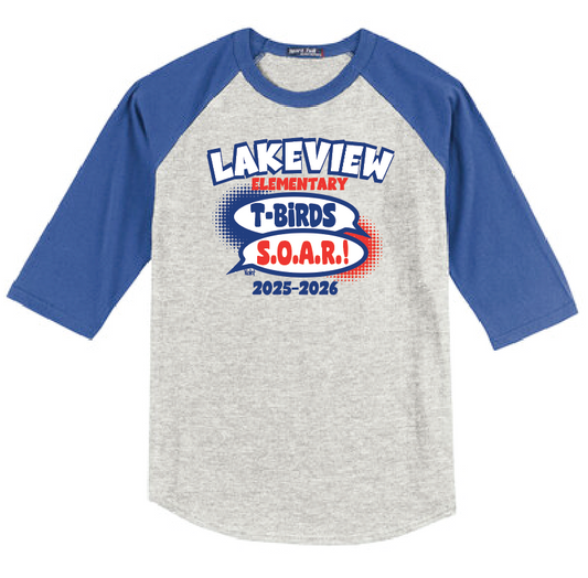 Lakeview "S.O.A.R." Design 3/4 Sleeve T-shirt (heather/royal)