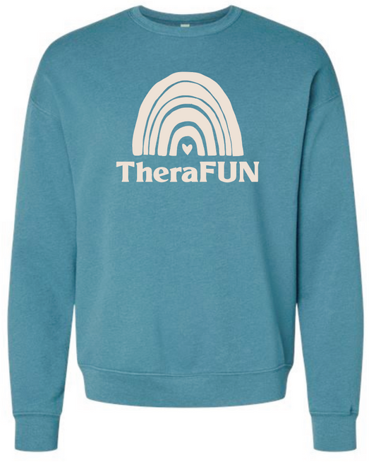 TheraFun "Logo" Design Soft Sponge Fleece Unisex Sweatshirt (htr teal)(1c)
