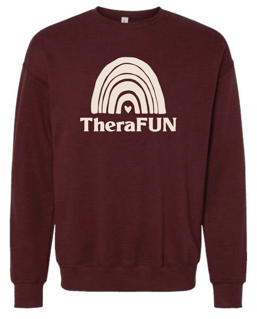 TheraFun "Logo" Design Soft Sponge Fleece Unisex Sweatshirt (maroon)(1c)