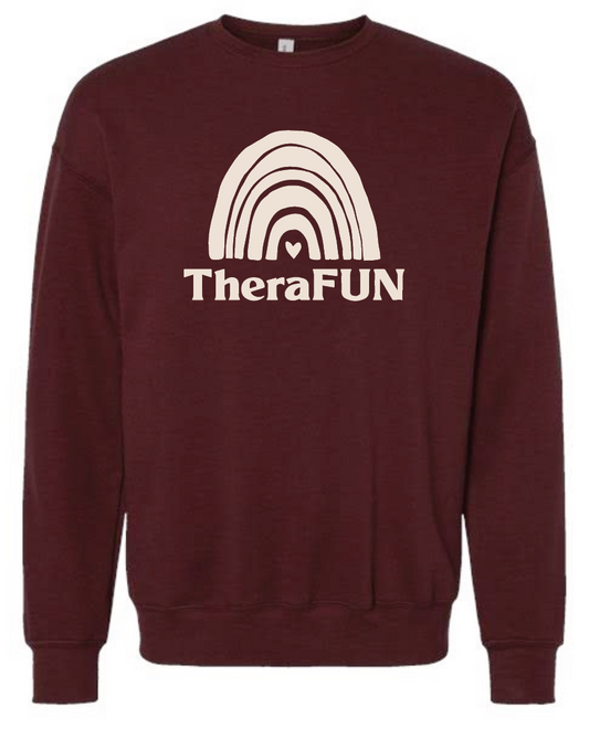 TheraFun "Logo" Design Soft Sponge Fleece Unisex Sweatshirt (maroon)(1c)