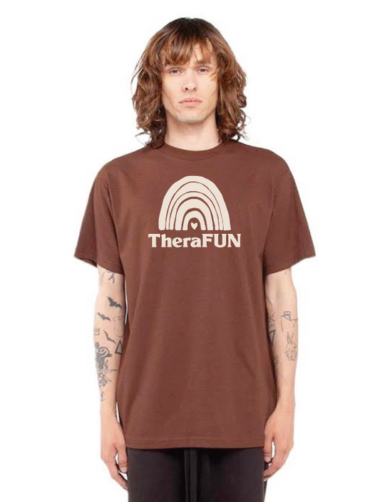 TheraFun "Logo" Design S/S Oversized T-shirt (brown)(1c)