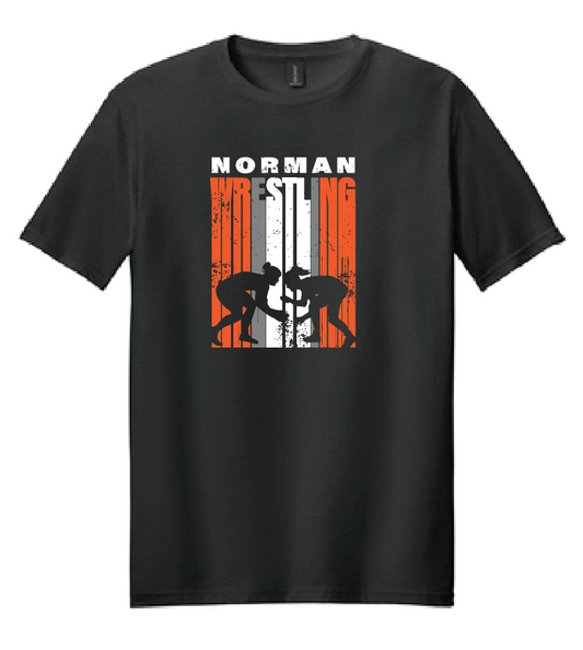 NHS Wrestling "Tall Stripe~Female Wrestlers" Design S/S Softstyle T-shirt