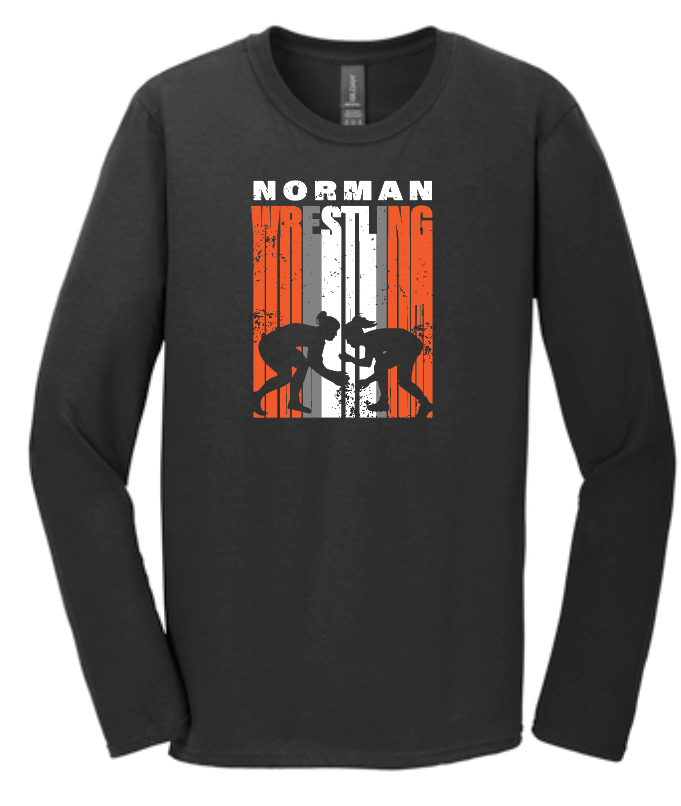 NHS Wrestling "Tall Stripe~Female Wrestlers" Design L/S Softstyle T-shirt