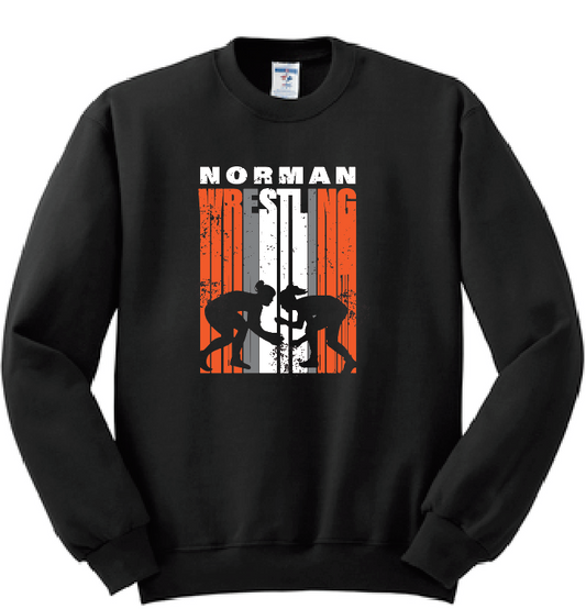 NHS Wrestling "Tall Stripe~Female Wrestlers" Design Crewneck Sweatshirt