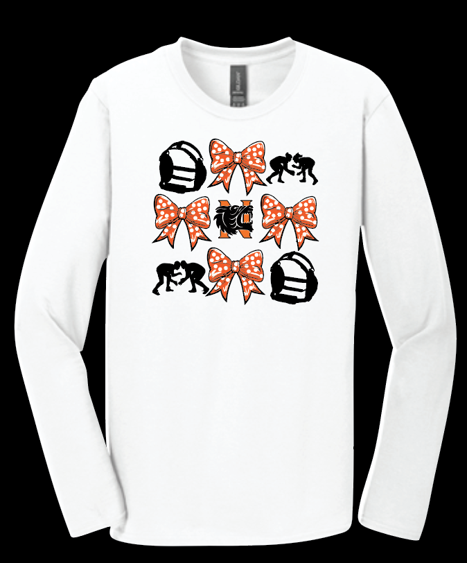 NHS Wrestling "Bows" Design L/S Softstyle T-shirt