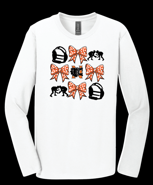 NHS Wrestling "Bows" Design L/S Softstyle T-shirt