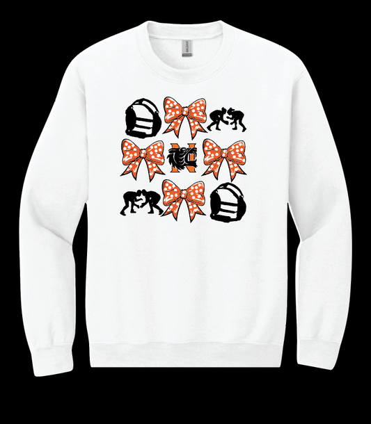NHS Wrestling "Bows" Design Crewneck Sweatshirt