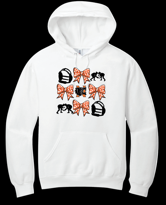 NHS Wrestling "Bows" Design Hooded Sweatshirt
