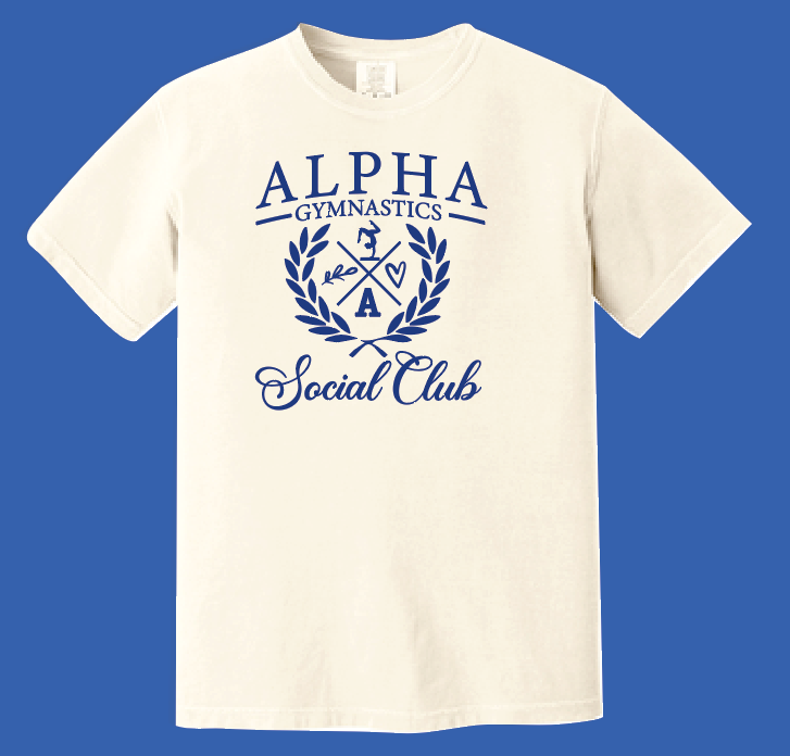 Alpha Gymnastics "Social Club" Design S/S Comfort Colors T-shirt