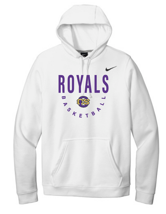 CCS Basketball "Block Logo" Design Nike Hooded Sweatshirt (white)