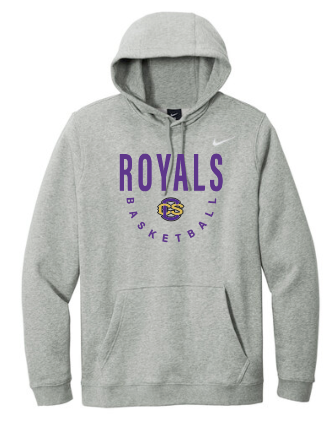 CCS Basketball "Block Logo" Design Nike Hooded Sweatshirt (heather)