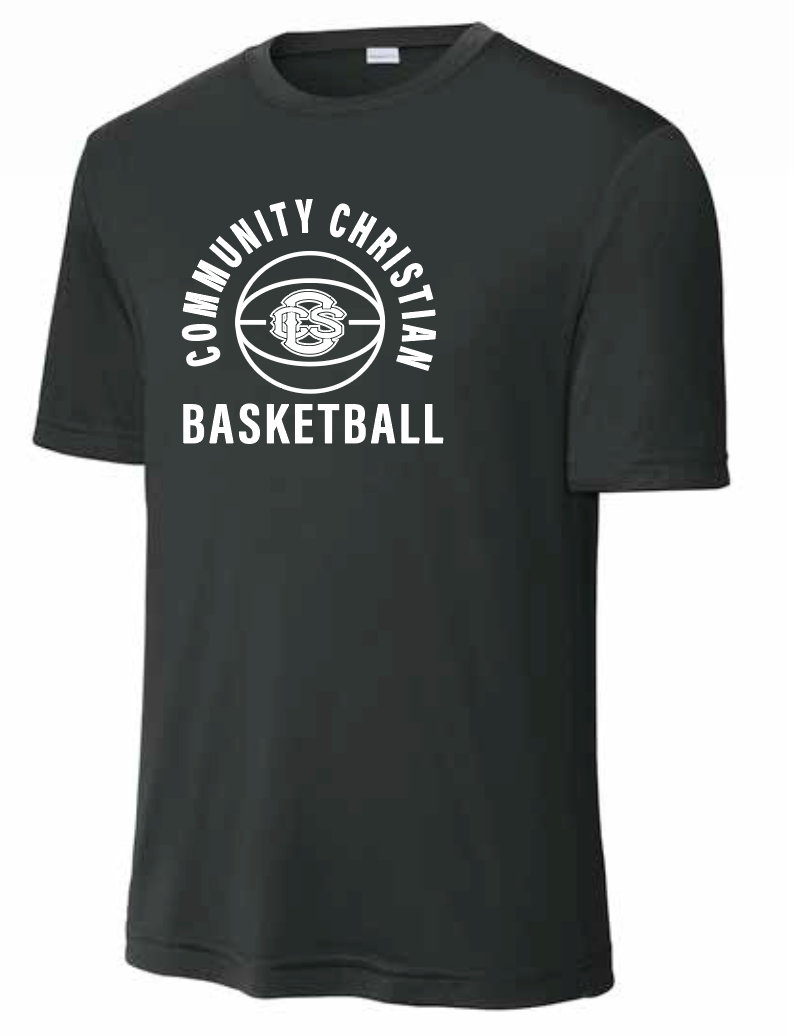 CCS Basketball "Basic Ball" Design Moisture Wicking S/S T-shirt (black)