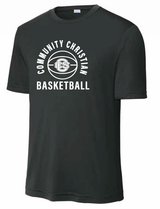 CCS Basketball "Basic Ball" Design Moisture Wicking S/S T-shirt (black)