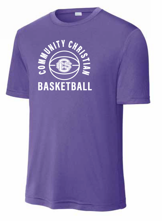 CCS Basketball "Basic Ball" Design Moisture Wicking S/S T-shirt (purple)