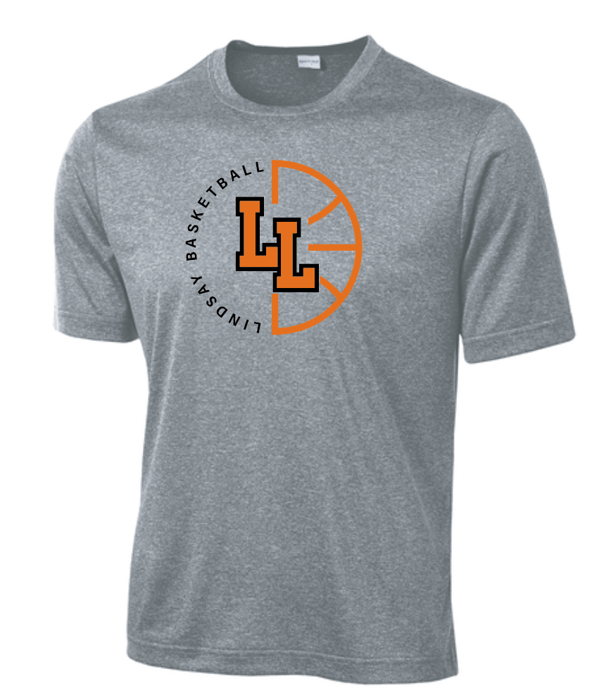 Lindsay Basketball "Ball" Design S/S Moisture Wicking T-shirt (heather)