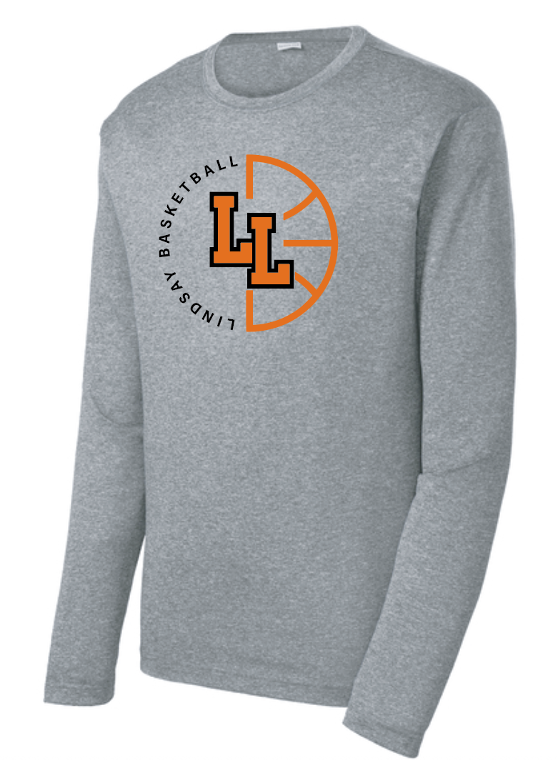 Lindsay Basketball "Ball" Design L/S Moisture Wicking T-shirt (heather)