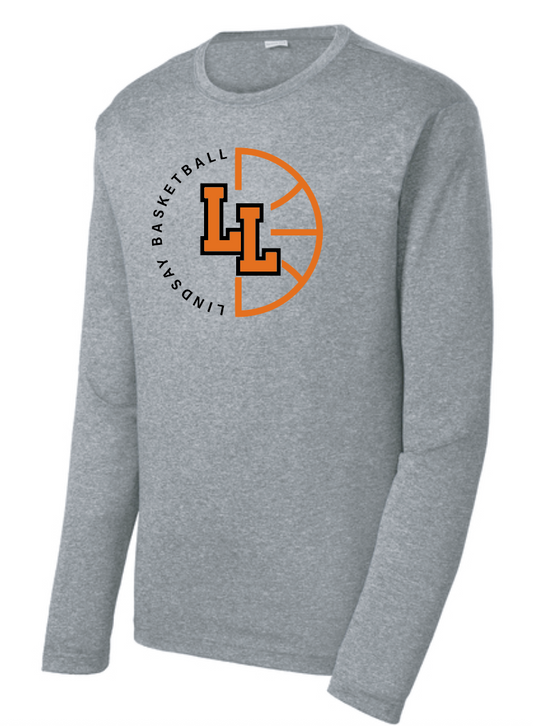 Lindsay Basketball "Ball" Design L/S Moisture Wicking T-shirt (heather)