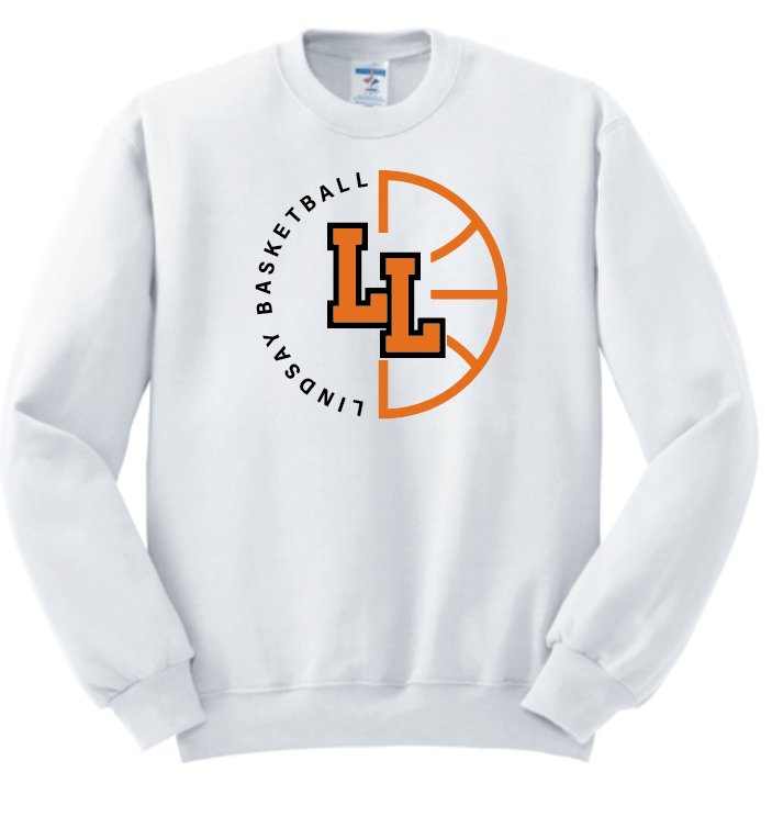 Lindsay Basketball "Ball" Design Crewneck Sweatshirt (white)