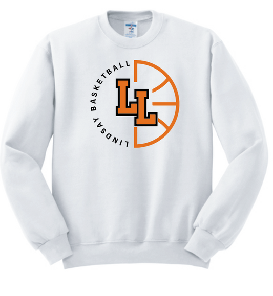 Lindsay Basketball "Ball" Design Crewneck Sweatshirt (white)