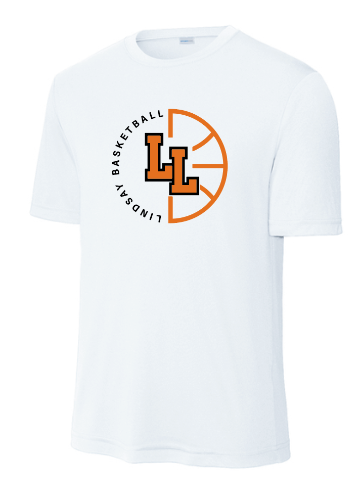 Lindsay Basketball "Ball" Design S/S Moisture Wicking T-shirt (white)