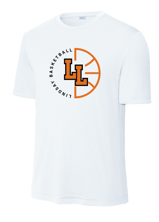 Lindsay Basketball "Ball" Design S/S Moisture Wicking T-shirt (white)