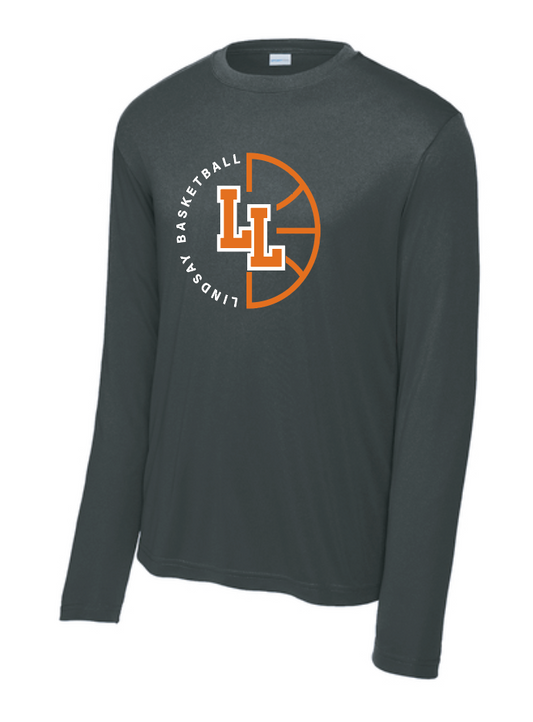 Lindsay Basketball "Ball" Design L/S Moisture Wicking T-shirt (black)