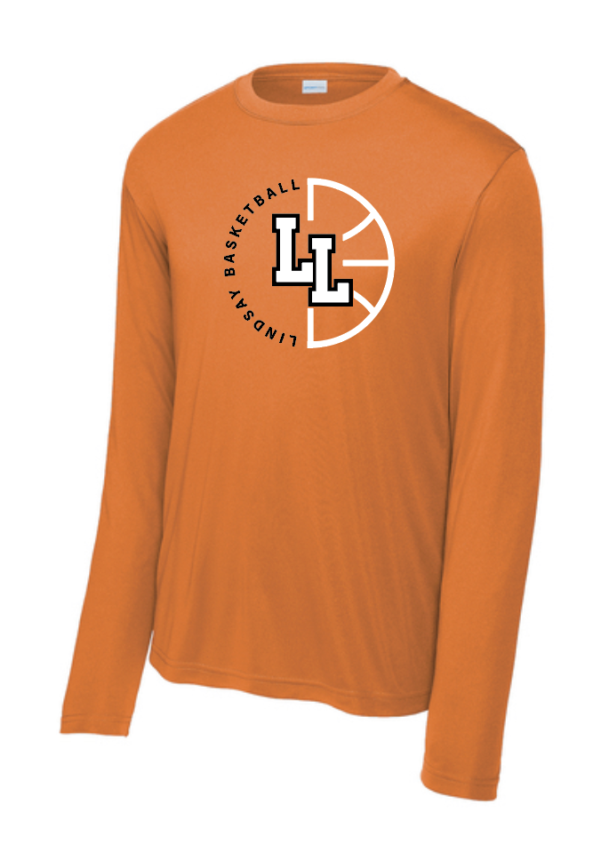 Lindsay Basketball "Ball" Design L/S Moisture Wicking T-shirt (orange)