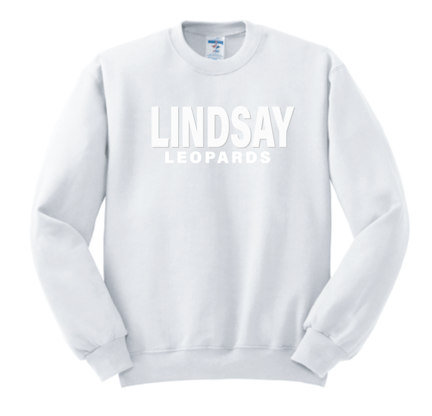 Lindsay Basketball "Leopards Puff" Design Crewneck Sweatshirt (white)
