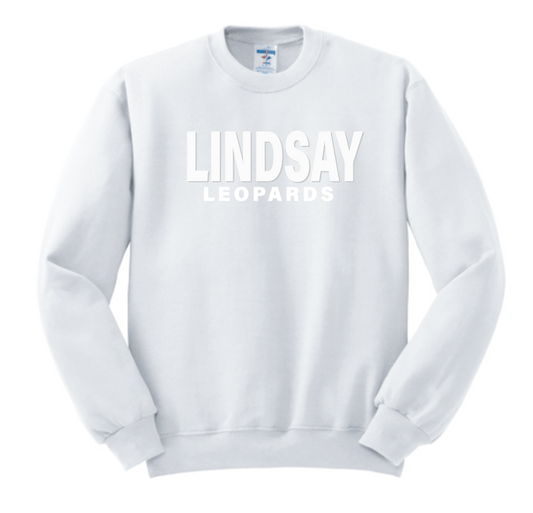 Lindsay Basketball "Leopards Puff" Design Crewneck Sweatshirt (white)
