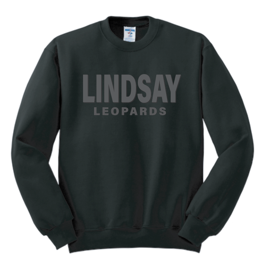 Lindsay Basketball "Leopards Puff" Design Crewneck Sweatshirt (black)