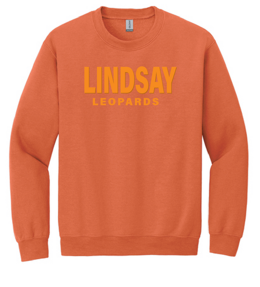 Lindsay Basketball "Leopards Puff" Design Crewneck Sweatshirt (orange)