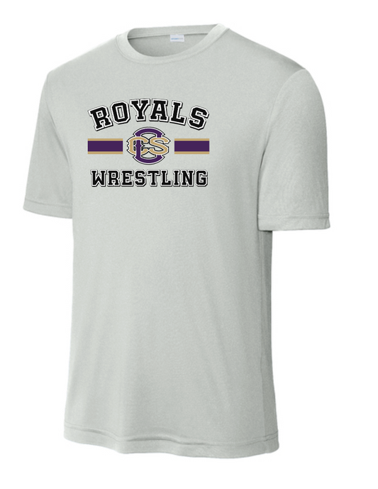 CCS Wrestling "Bar Logo" Design S/S Moisture Wicking T-shirt (silver)