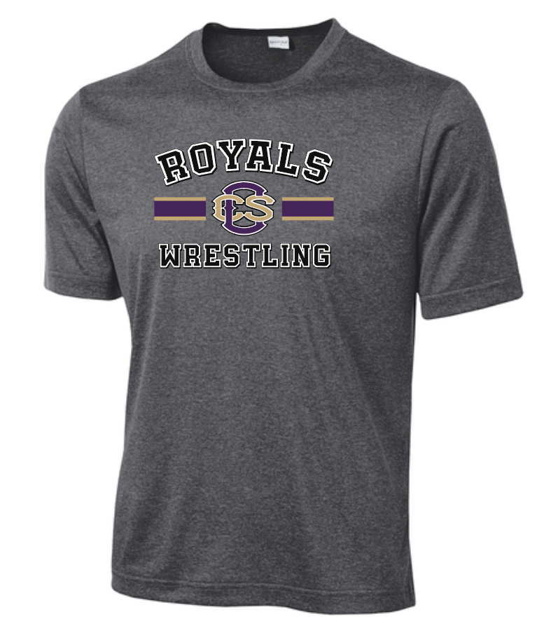 CCS Wrestling "Bar Logo" Design S/S Moisture Wicking T-shirt (graphite heather)