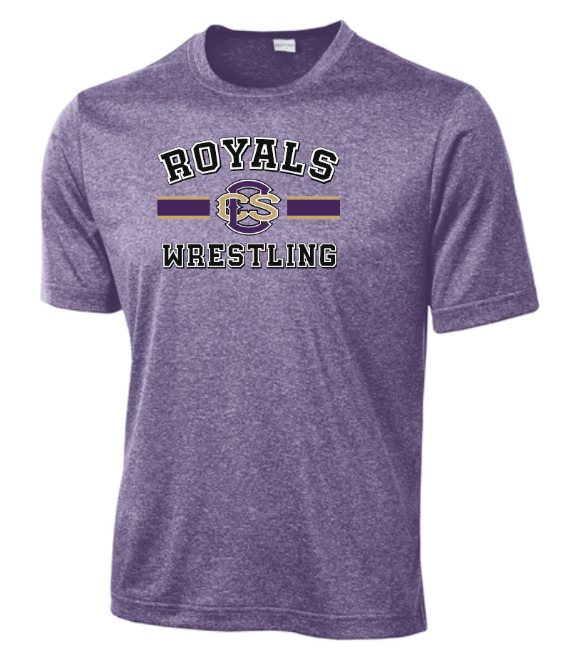 CCS Wrestling "Bar Logo" Design S/S Moisture Wicking T-shirt (heather purple)