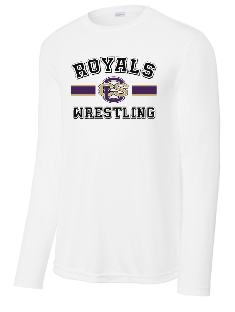CCS Wrestling "Bar Logo" Design L/S Moisture Wicking T-shirt (white)