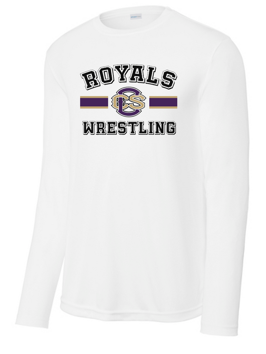 CCS Wrestling "Bar Logo" Design L/S Moisture Wicking T-shirt (white)