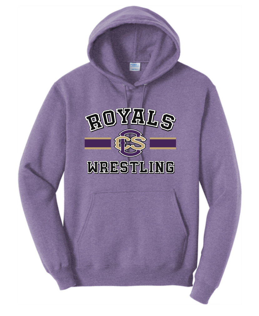 CCS Wrestling "Bar Logo" Design Hooded Sweatshirt (heather purple)
