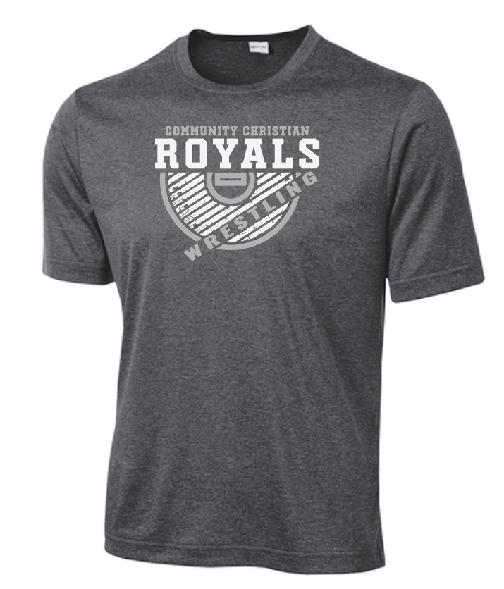 CCS Wrestling "Mat" Design S/S Moisture Wicking T-shirt (graphite heather)