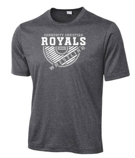 CCS Wrestling "Mat" Design S/S Moisture Wicking T-shirt (graphite heather)