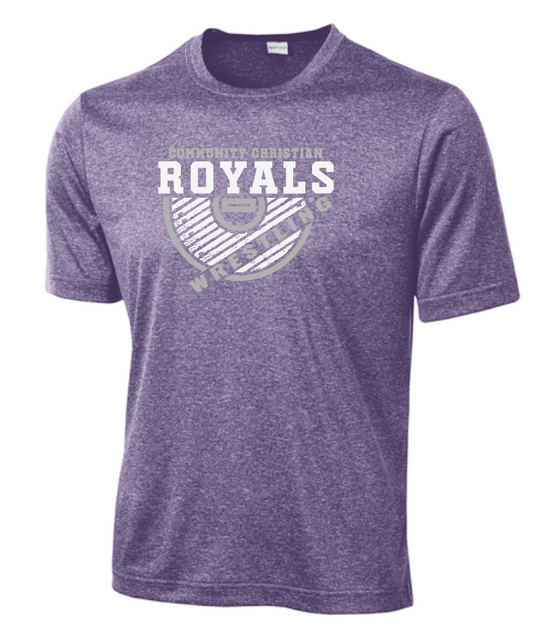 CCS Wrestling "Mat" Design S/S Moisture Wicking T-shirt (heather purple)