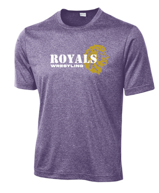CCS Wrestling "Lion Head" Design S/S Moisture Wicking T-shirt (heather purple)