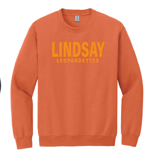 Lindsay Basketball "Leopardettes Puff" Design Crewneck Sweatshirt (orange)
