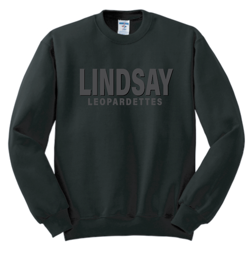 Lindsay Basketball "Leopardettes Puff" Design Crewneck Sweatshirt (black)