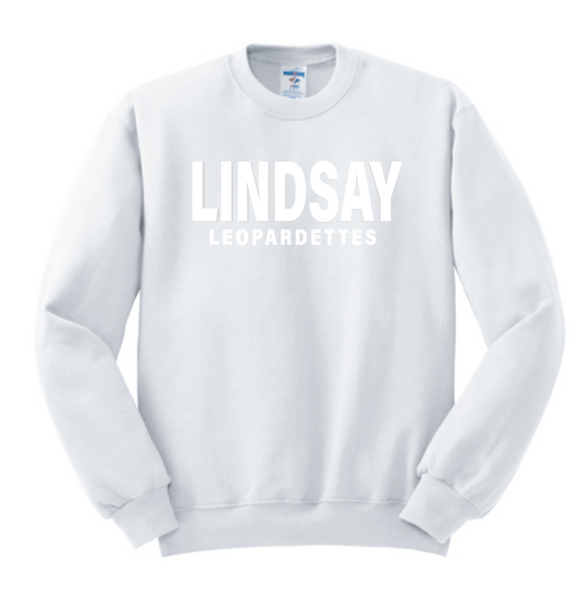 Lindsay Basketball "Leopardettes Puff" Design Crewneck Sweatshirt (white)