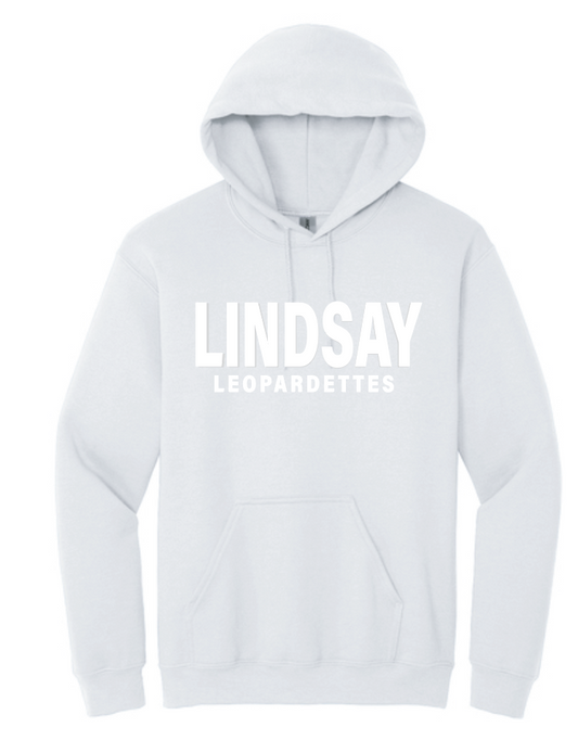 Lindsay Basketball "Leopardettes Puff" Design Hooded Sweatshirt (white)