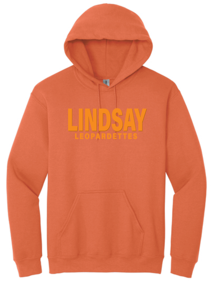 Lindsay Basketball "Leopardettes Puff" Design Hooded Sweatshirt (orange)