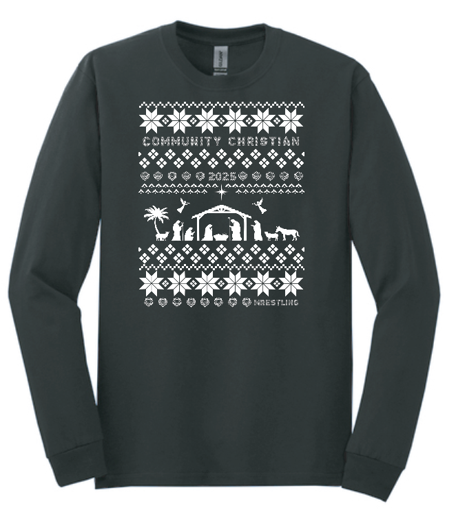CCS Wrestling Christmas Sweater Design L/S T-shirt (black)