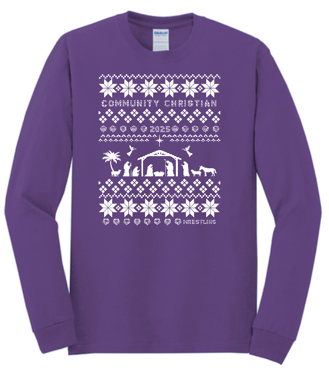 CCS Wrestling Christmas Sweater Design L/S T-shirt (purple)